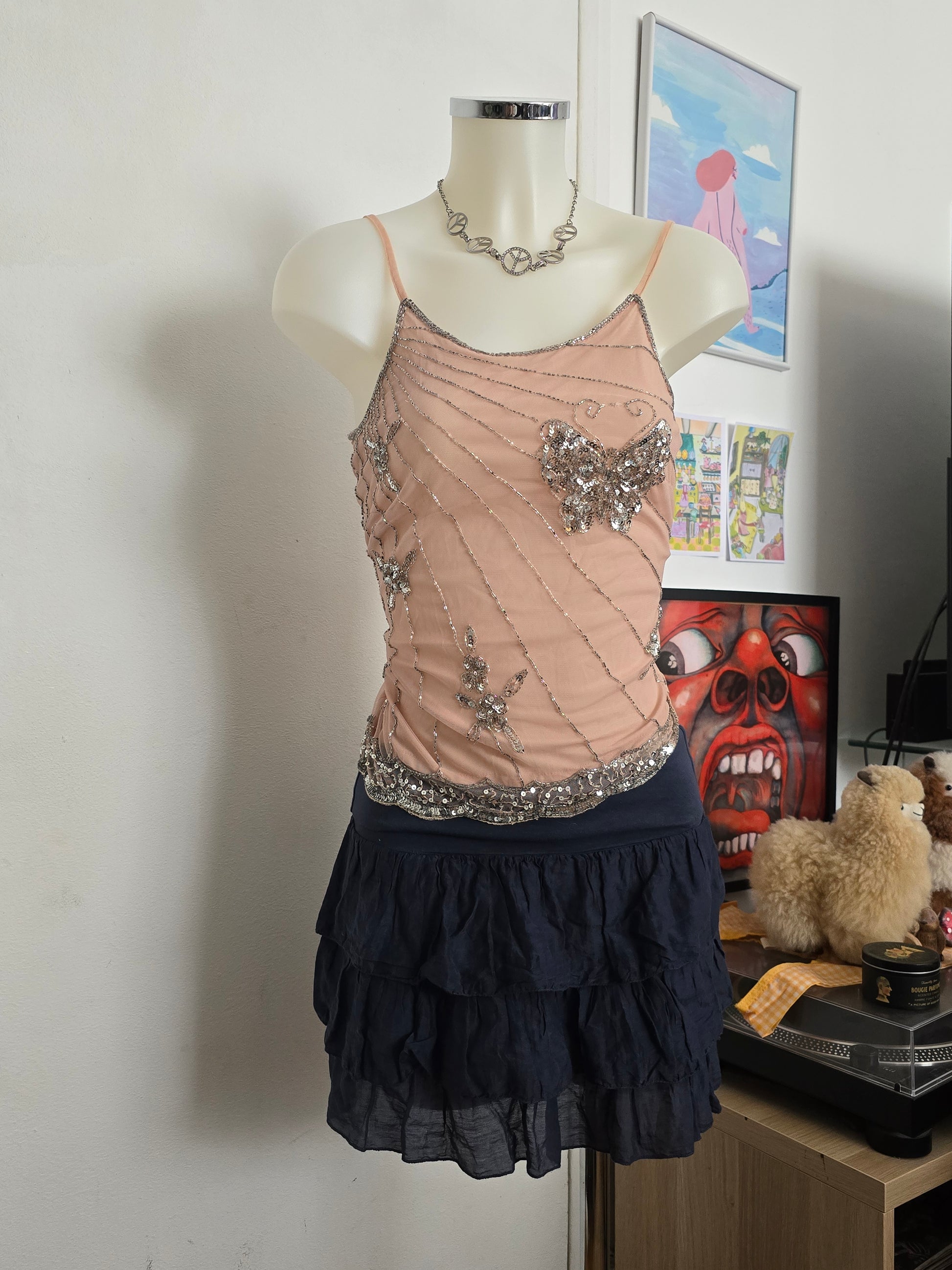 Y2k vintage fairy butterfly sequin top - zimfriperie