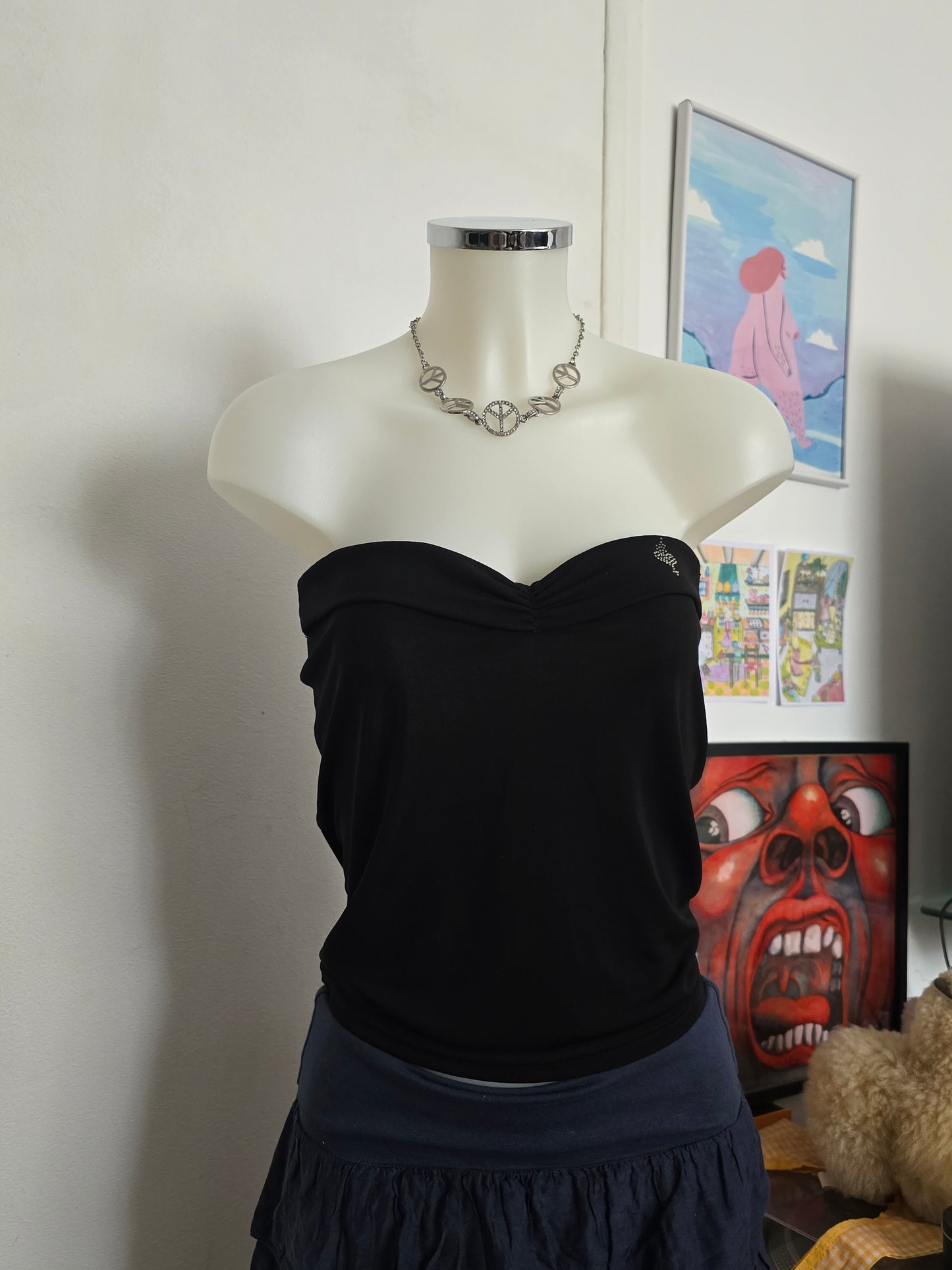 Y2k vintage mcbling strass bustier top