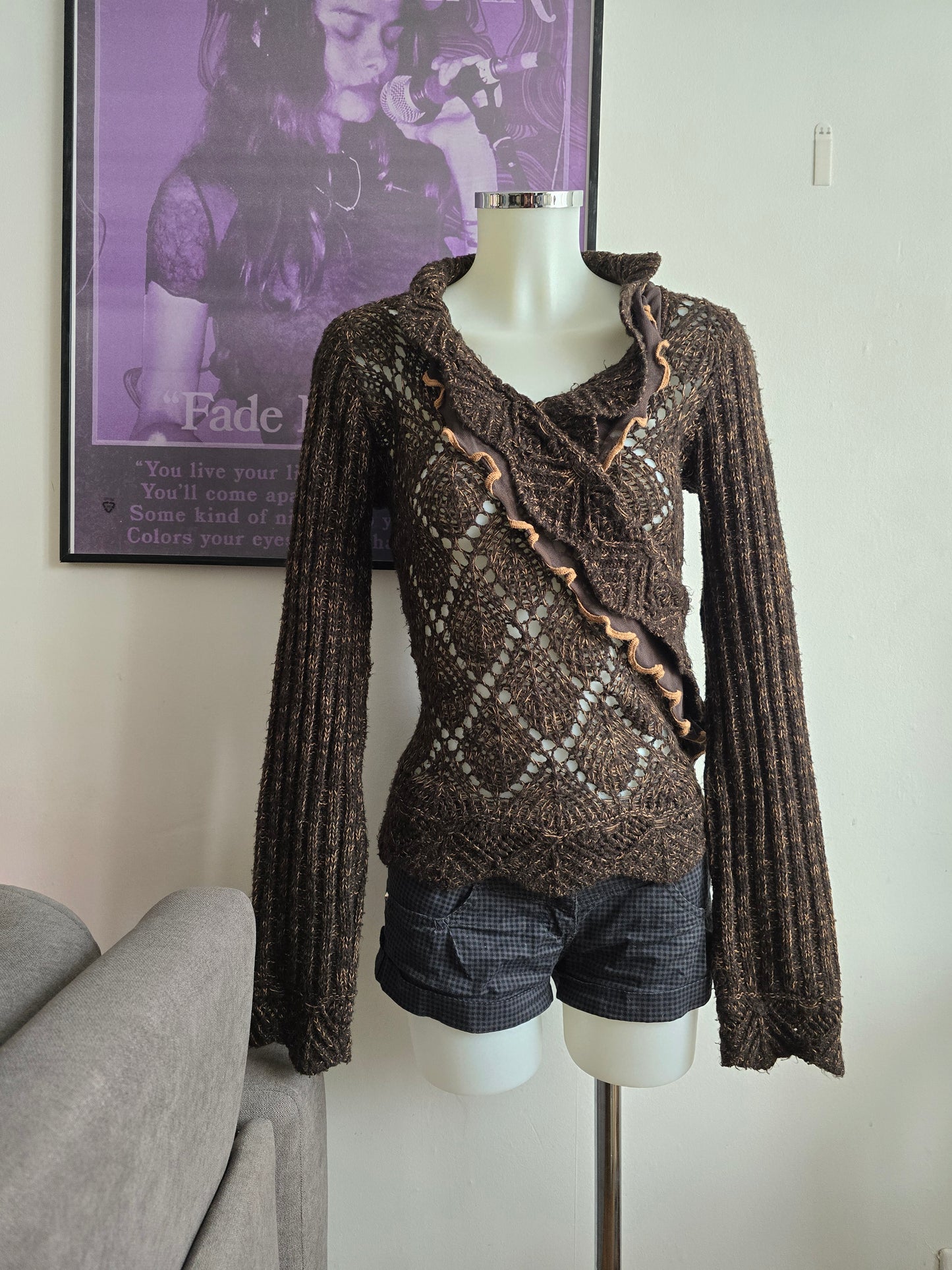 00s vintage coquette brown sweater