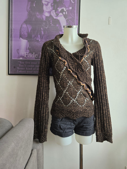 00s vintage coquette brown sweater