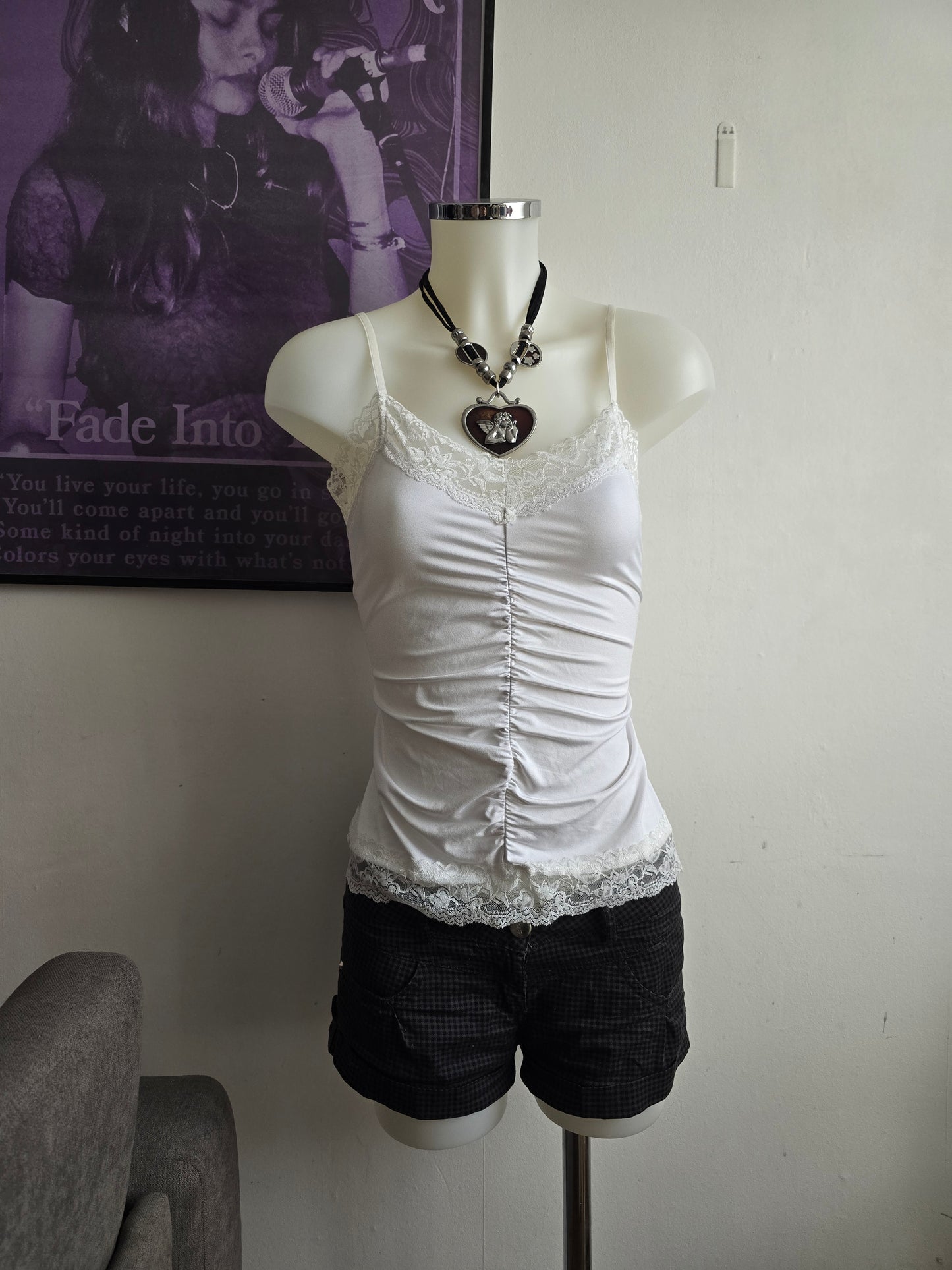 00s vintage coquette lace cami top