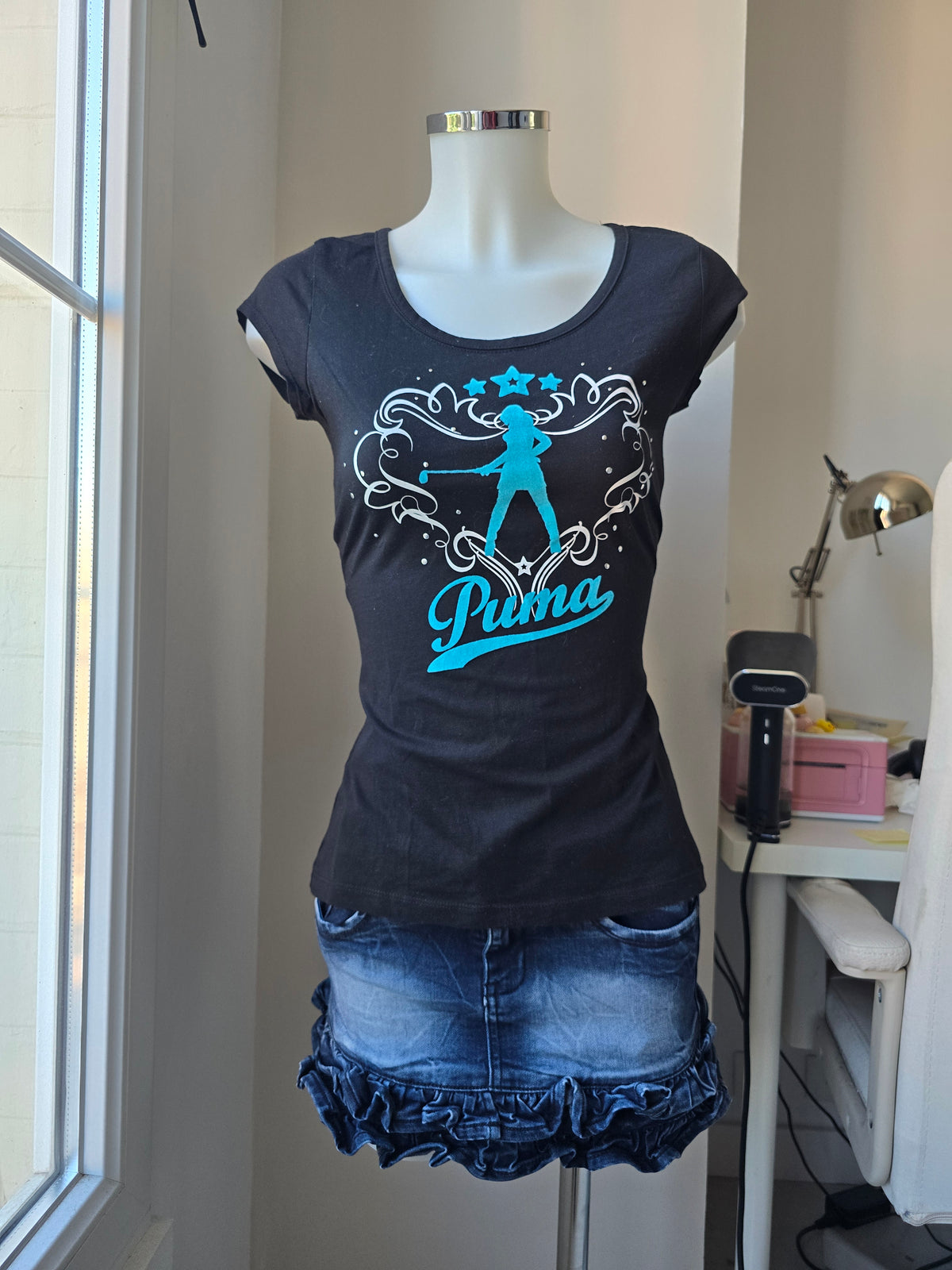 2000s vintage bro hoe studded graphic tshirt