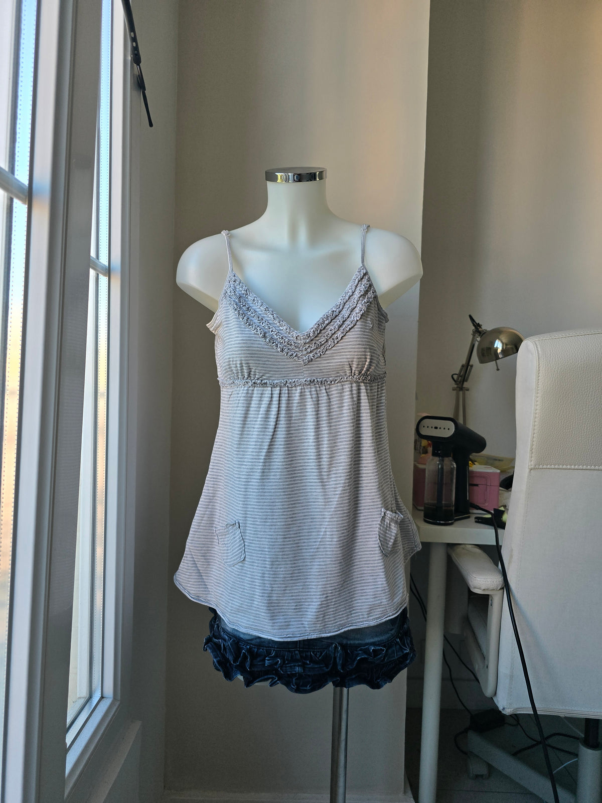 2000s vintage softgrunge babydoll striped top