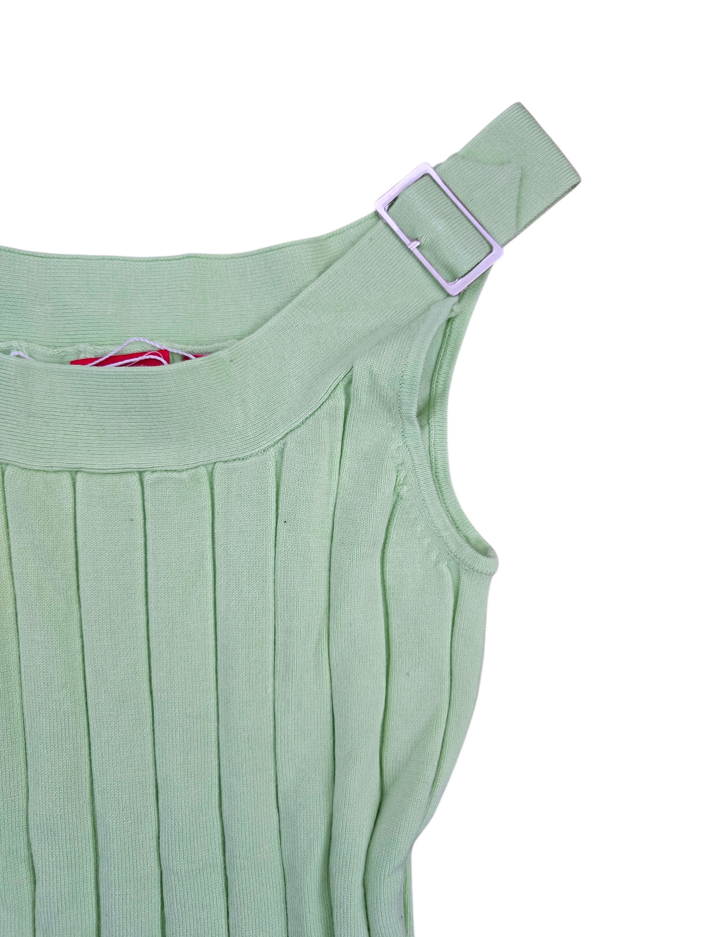00s vintage green ribbed fitted top