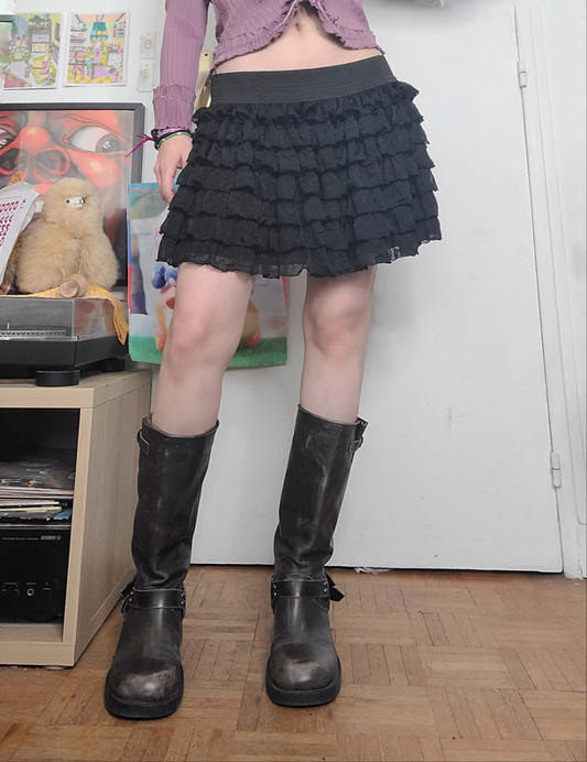 Y2k vintage flirty ruffled mini skirt