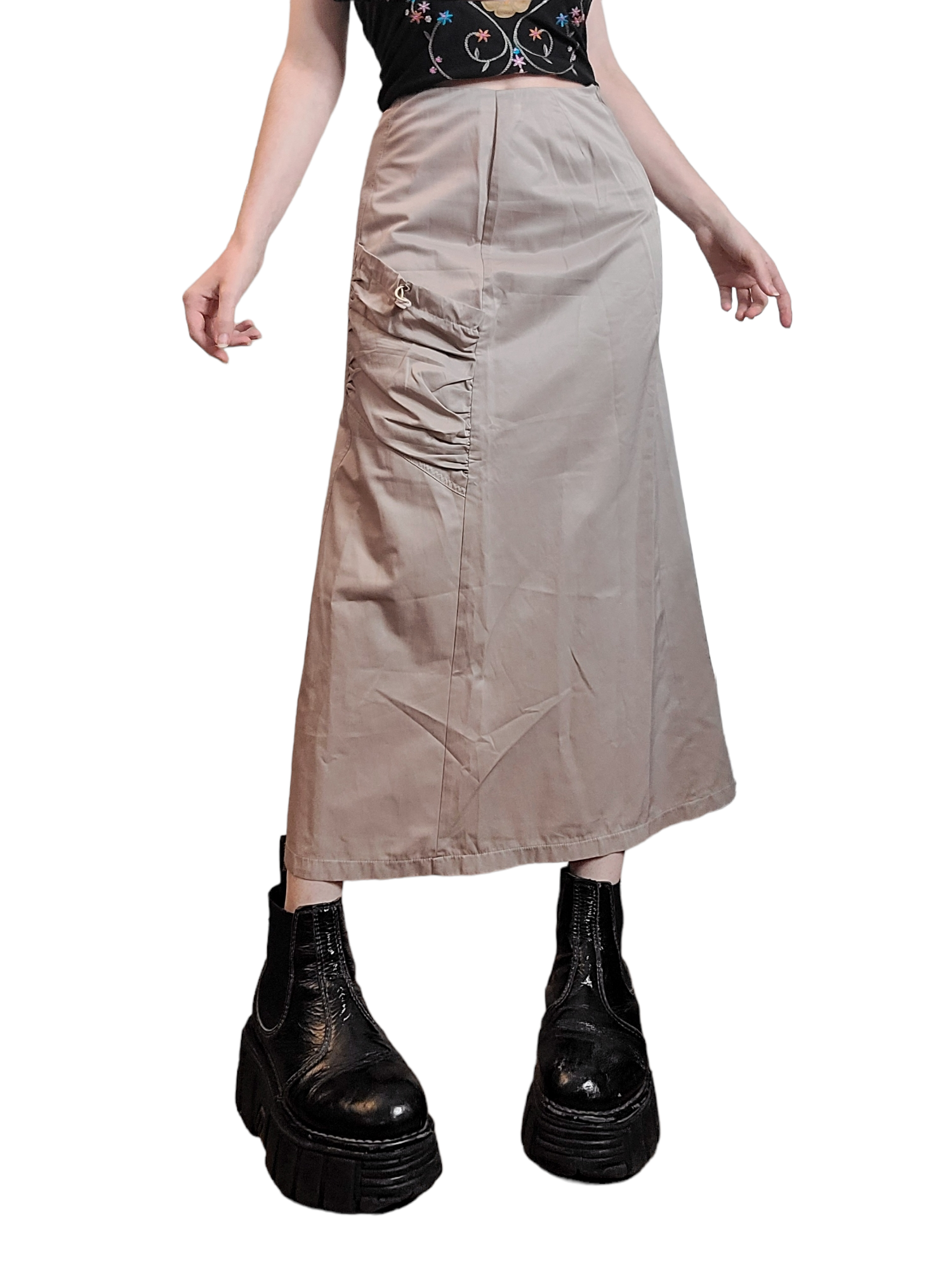 Maxi skirt jupe longue cyber y2k gorpcore techwear blanche parachute harajuku subversive basics acubi neutral style