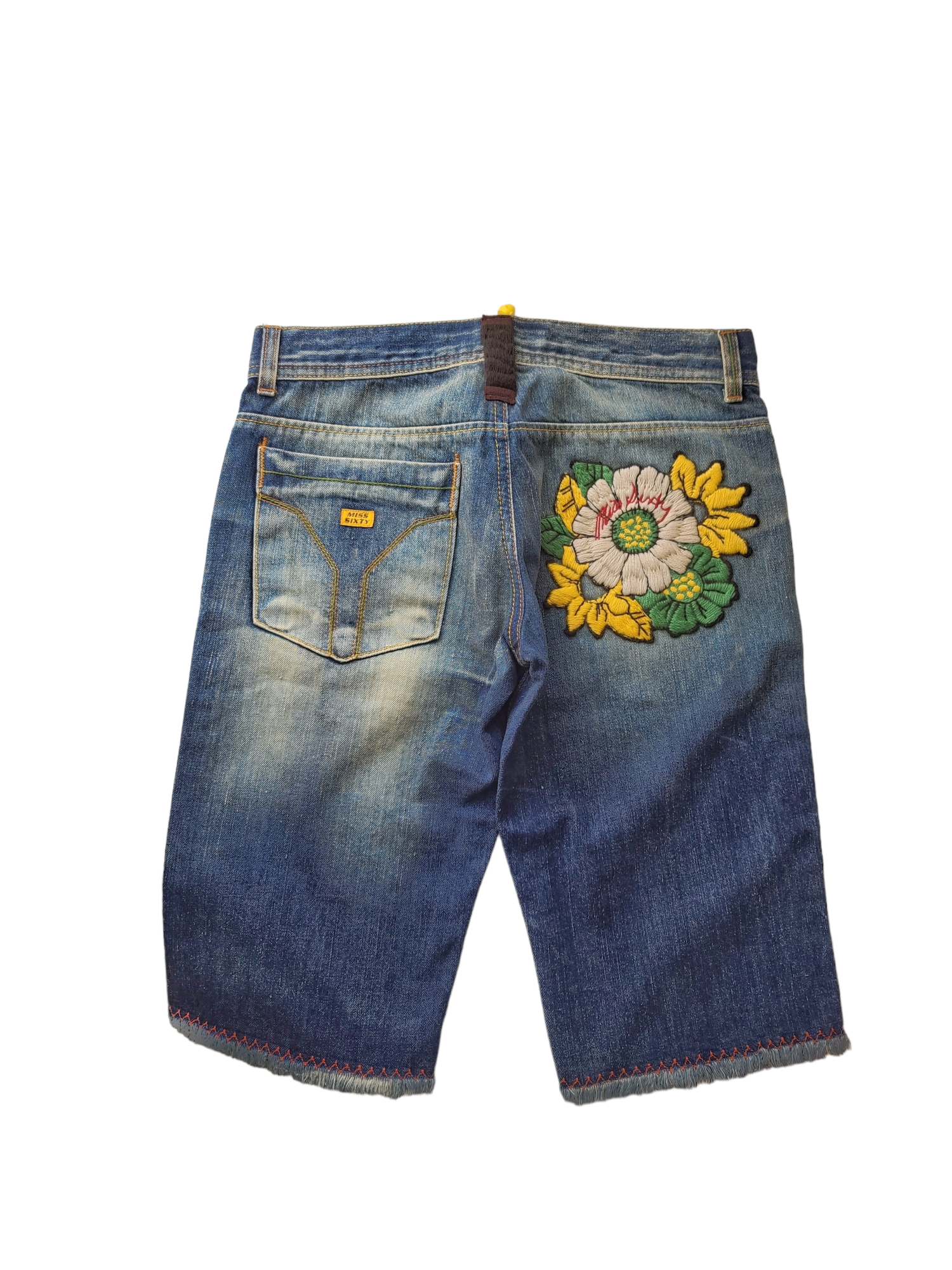 Short jean y2k miss sixty archive streetwear skater grunge 2000s indie aesthetic bratz broderies fleurs