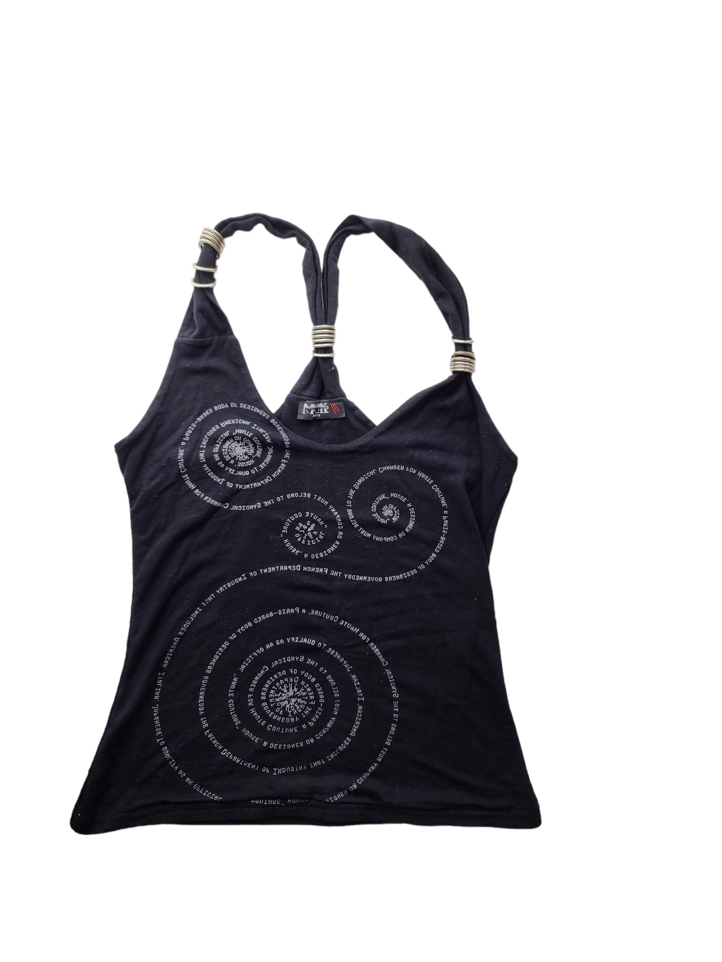 Tank top cybery2k rare archive fashion printed spiral rave futuristic bohem post apo dystopian