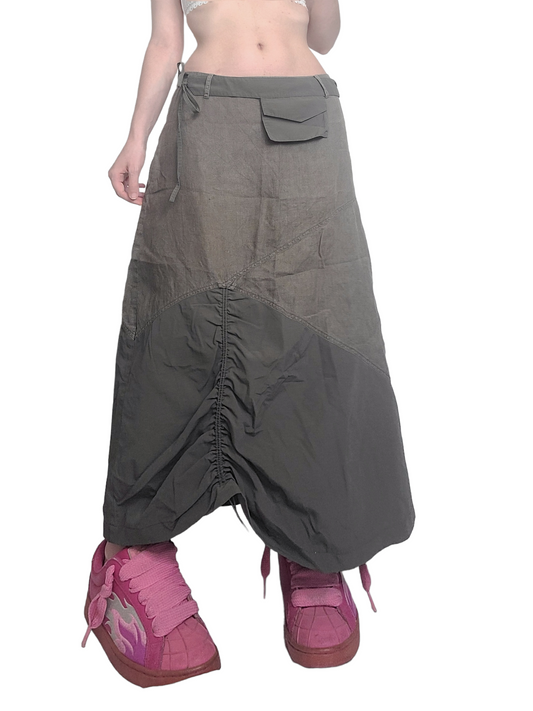 Dystopian khaki gorpcore long skirt