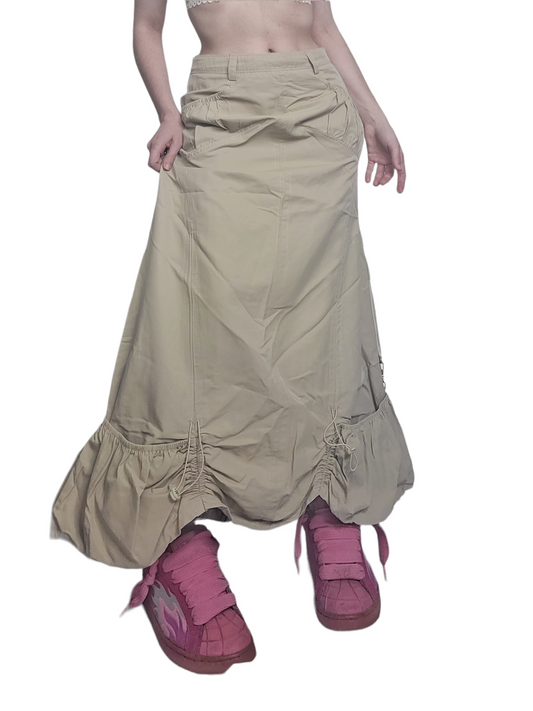 Maxi skirt parachute harajuku utility neutral style vintage creme subversive style techwear post apo harajuku gorpcore dystopian 