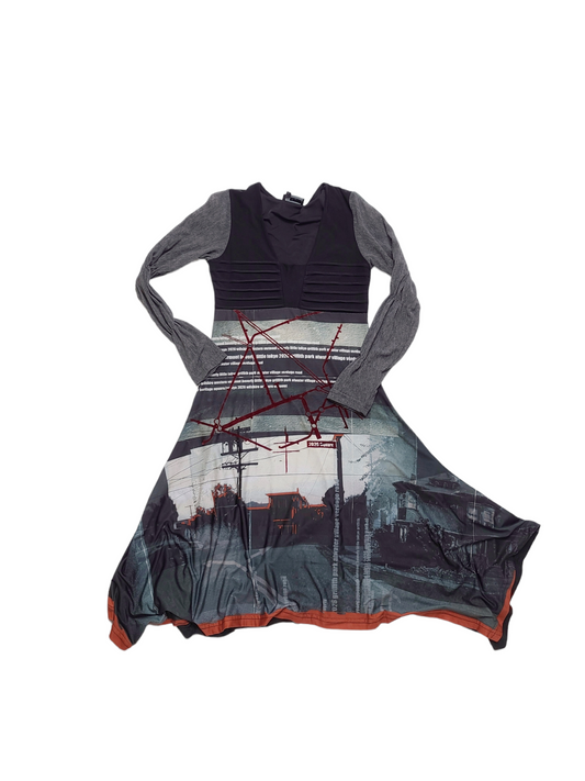 Maxi skirt robe vintage longue printed cyber cybery2k harajuku rave archive fashion futuristic