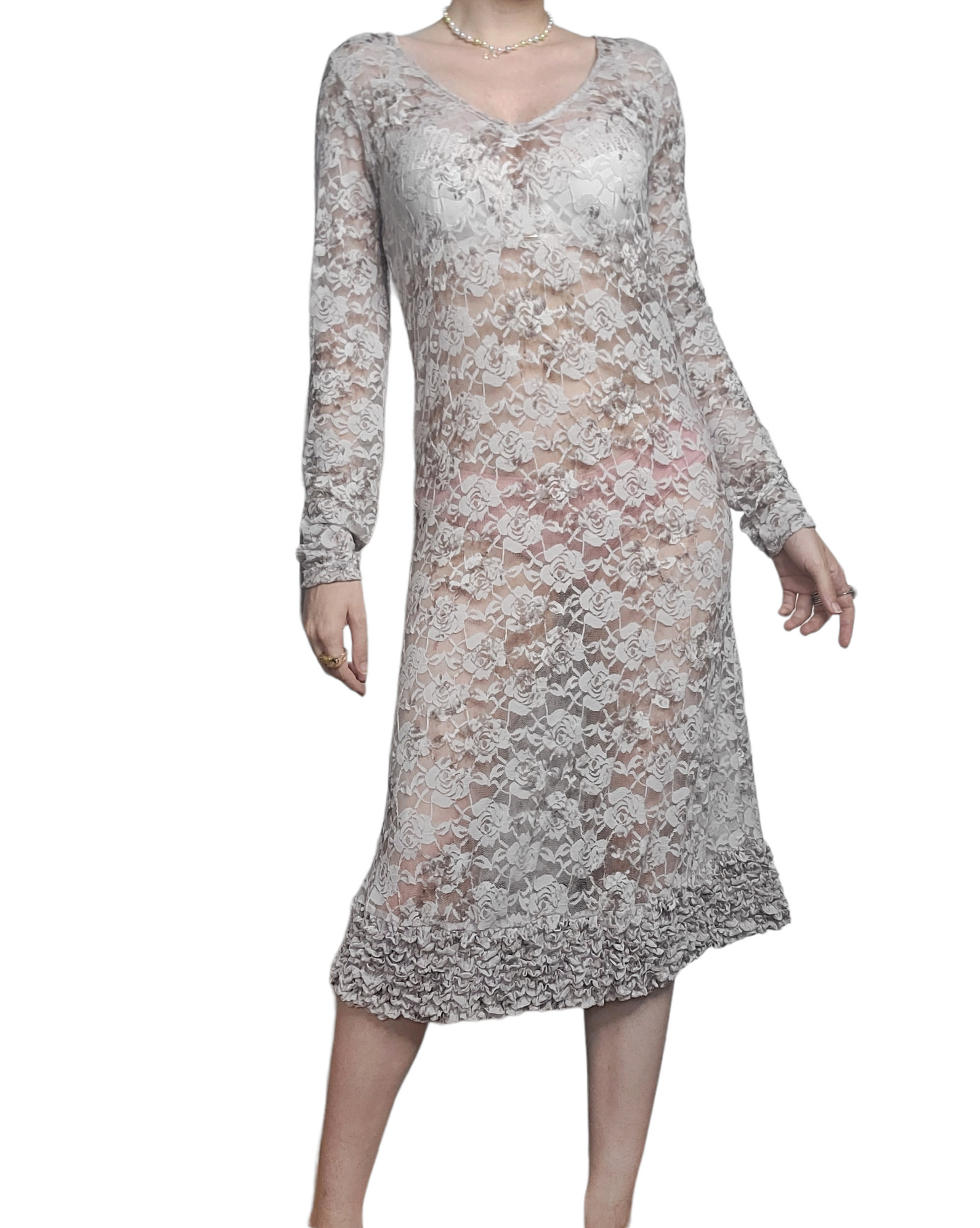 Long white lace bohemian dress