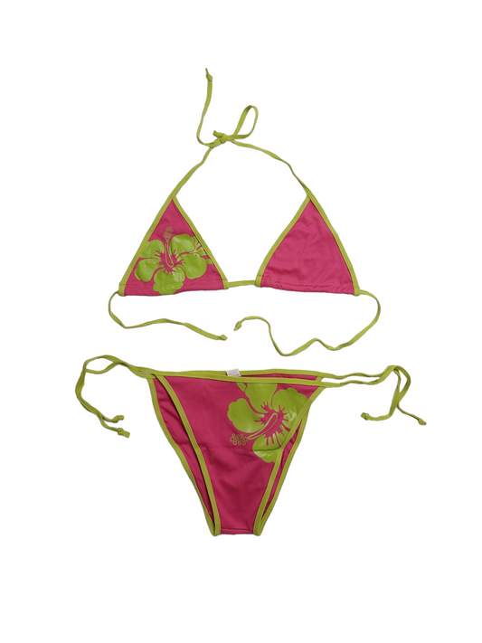 90s hibiscus swimsuit + pareo skirt