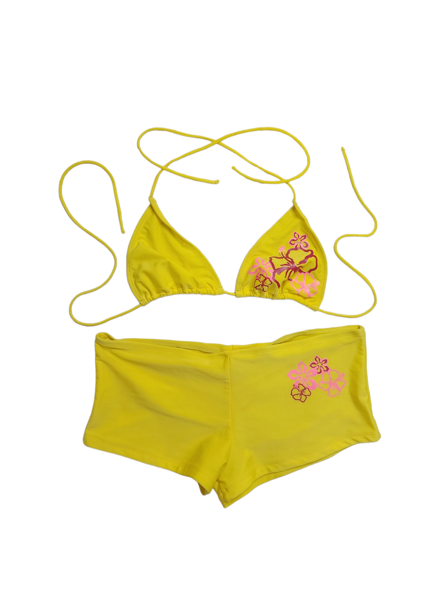 Maillot 2 pieces hibiscus 2000s vintage pastel fancy y2k mini bag indie style bratz hawaii beachwear 90s