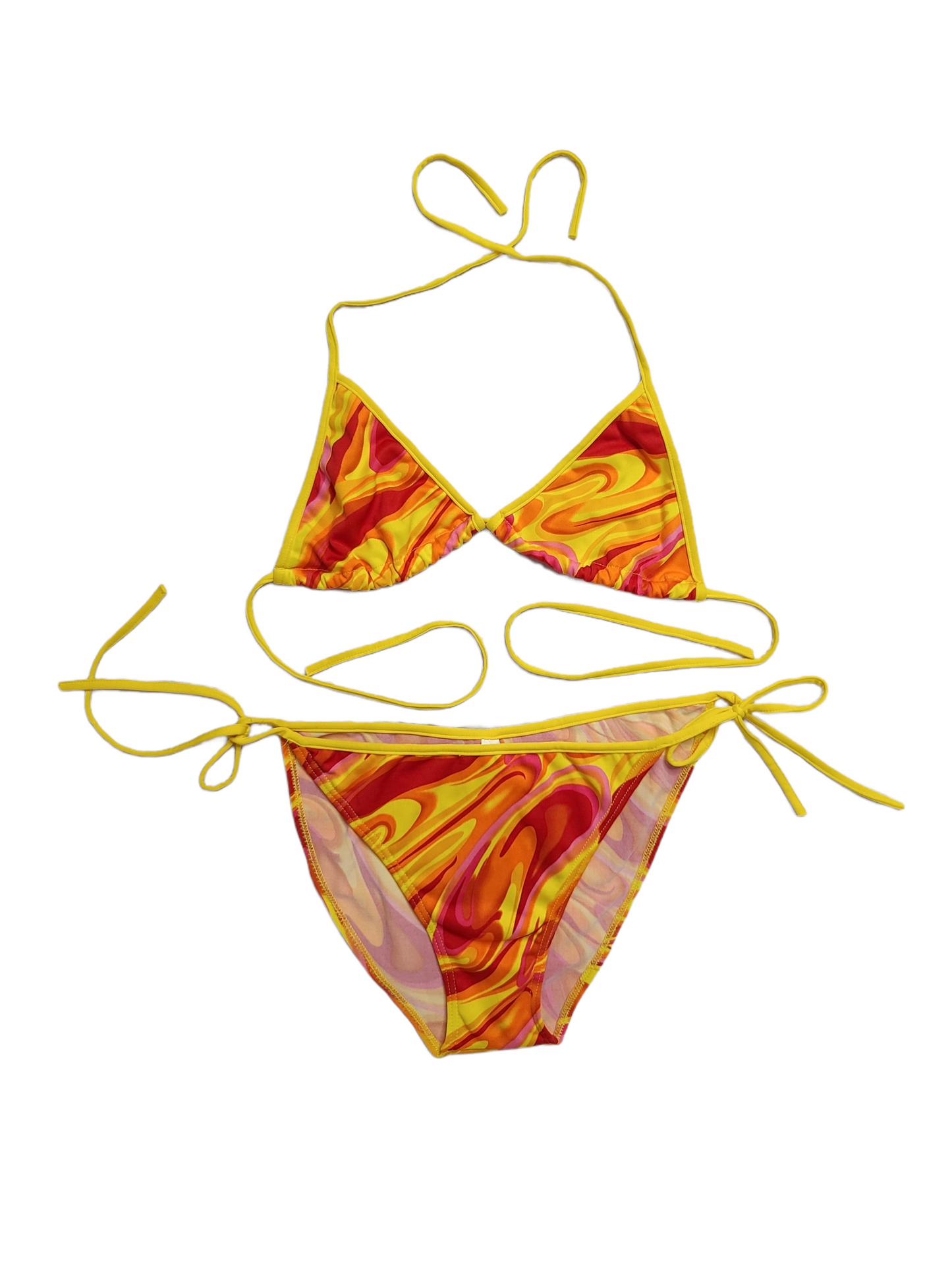 Maillot 2 pieces hibiscus 2000s vintage pastel fancy y2k mini bag indie style bratz hawaii colorfull funky psyche 70s