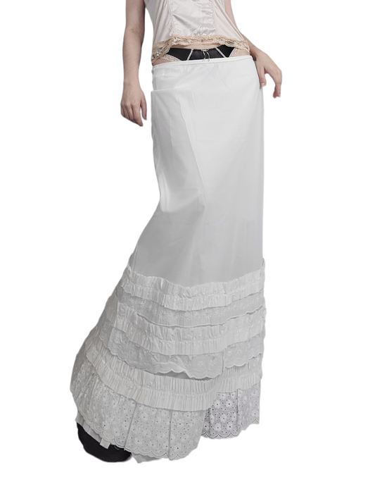 Maxi skirt fairy coquette cottagecore romantic champetre vintage blanche volants tuile y2k