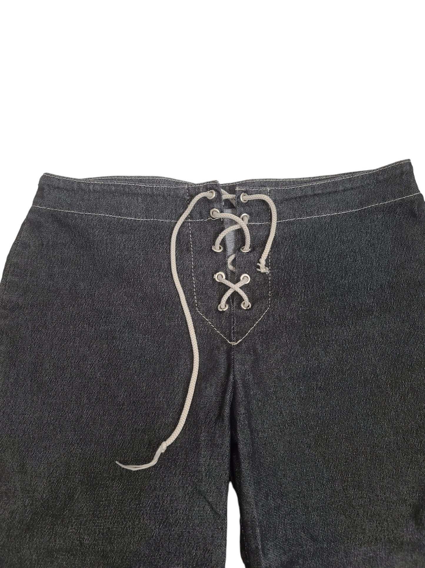 Y2k lace up denim capri pants