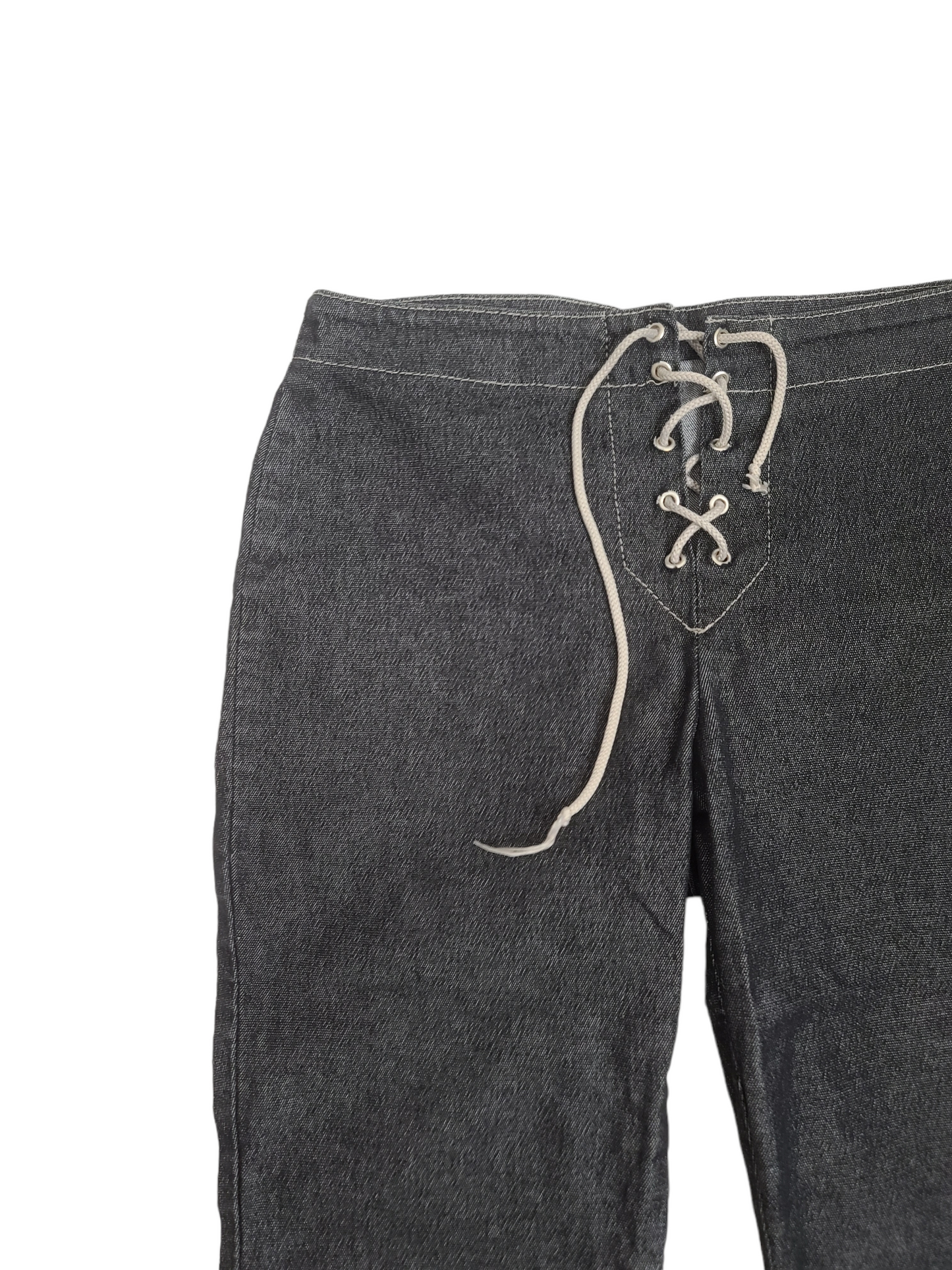 Y2k lace up denim capri pants
