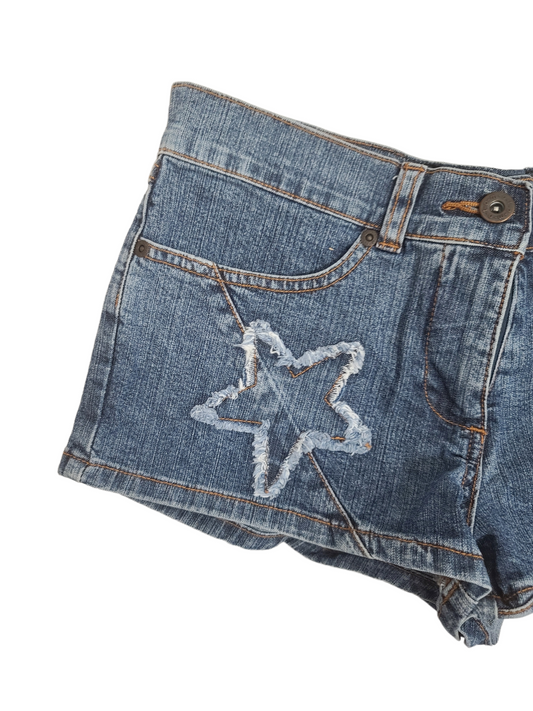 Mini short jean grunge étoile