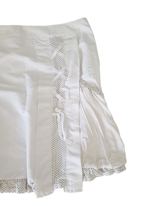 White flirty skirt with ribbons