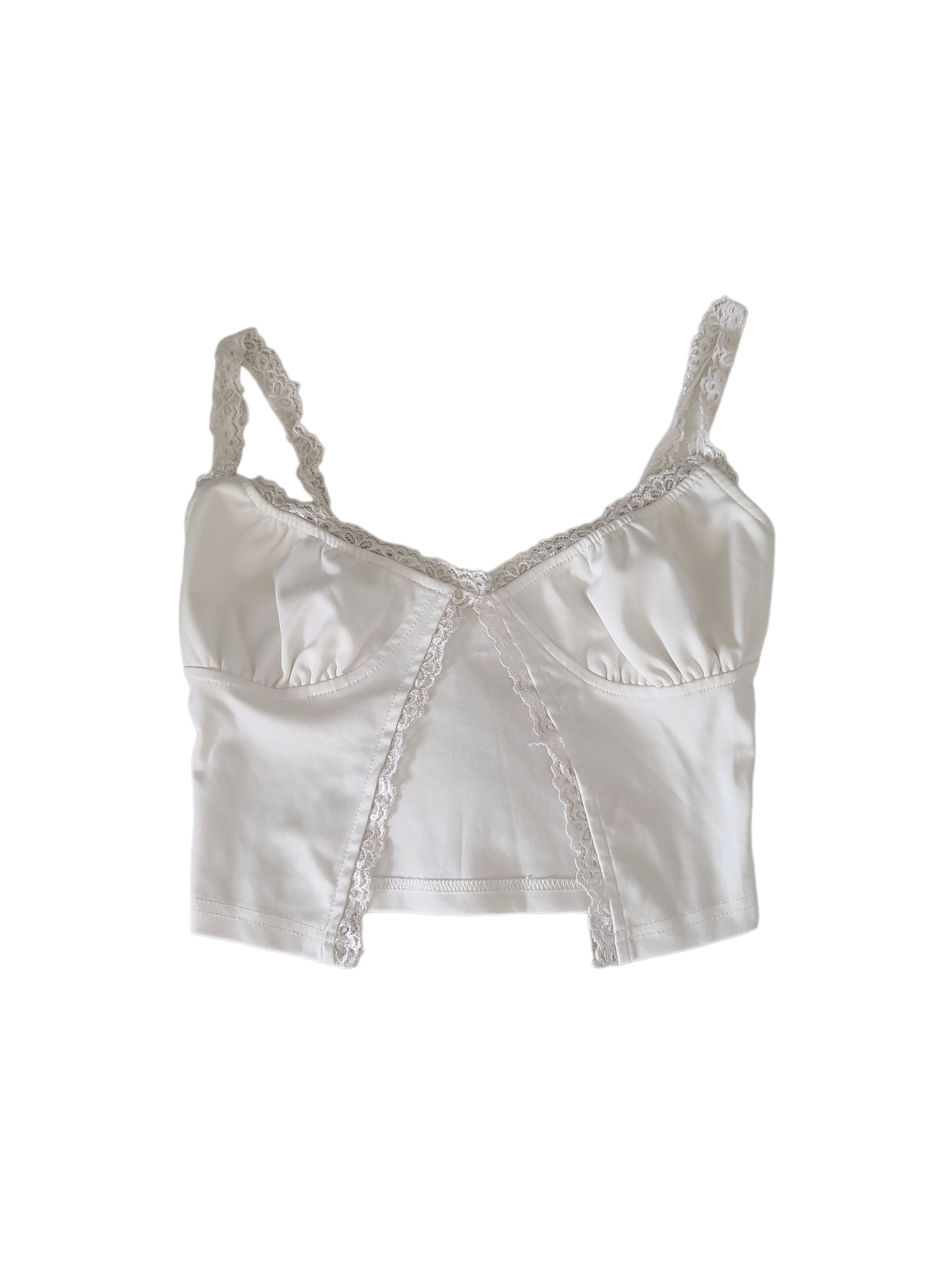 Top coquette blanc cute y2k dentelle balletcore perles ruban strass girly romantic corset