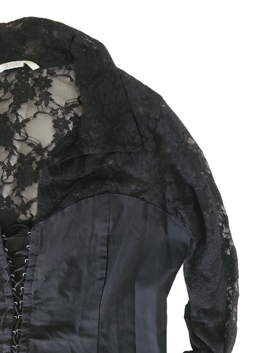 Fairy top corset black lace y2k