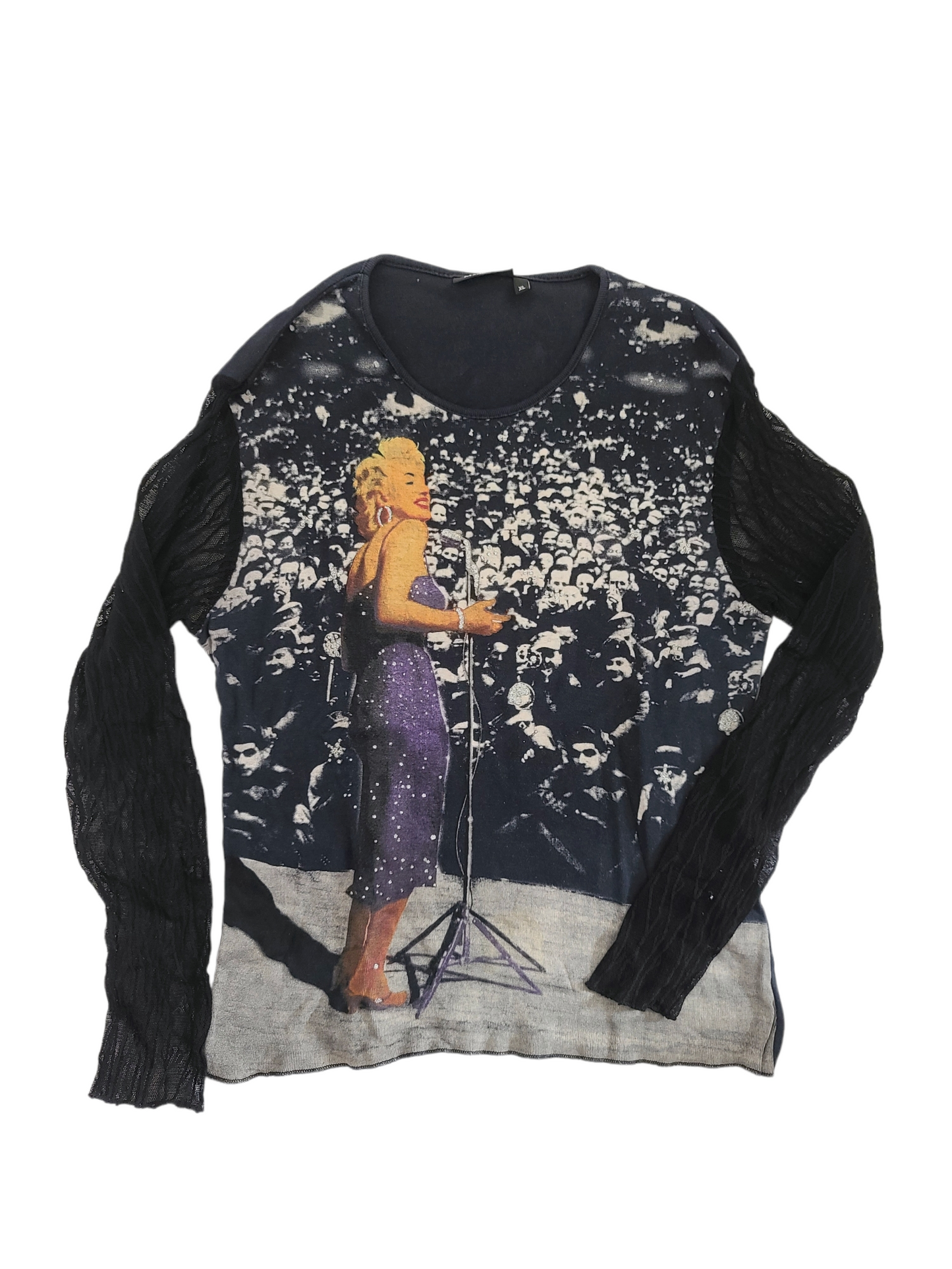 Archive fashion diesel top vintage y2k 90s 2000s grunge cybery2k cybercore imprime printed photographie visage noir et blanc rare marylin monroe