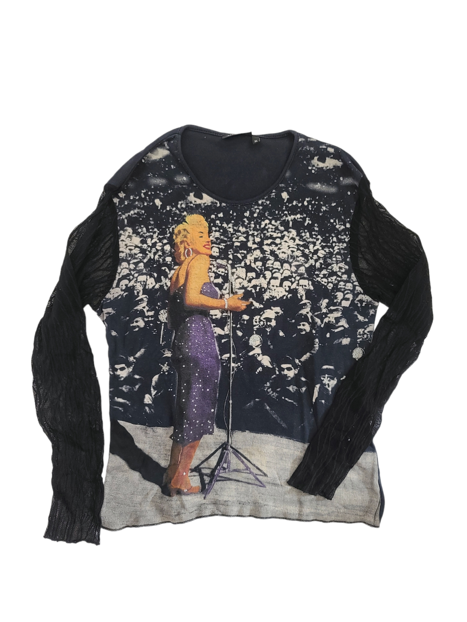 Archive fashion diesel top vintage y2k 90s 2000s grunge cybery2k cybercore imprime printed photographie visage noir et blanc rare marylin monroe