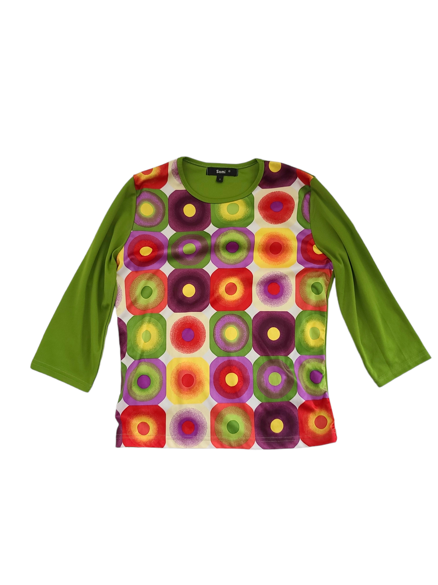 Seventies funky 70s polyester top spiral psyche colorfull multicolore y2k 2000 top