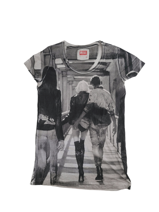 Diesel top y2k cybery2k archive fashion rare collector diesel top printed photo black and white
