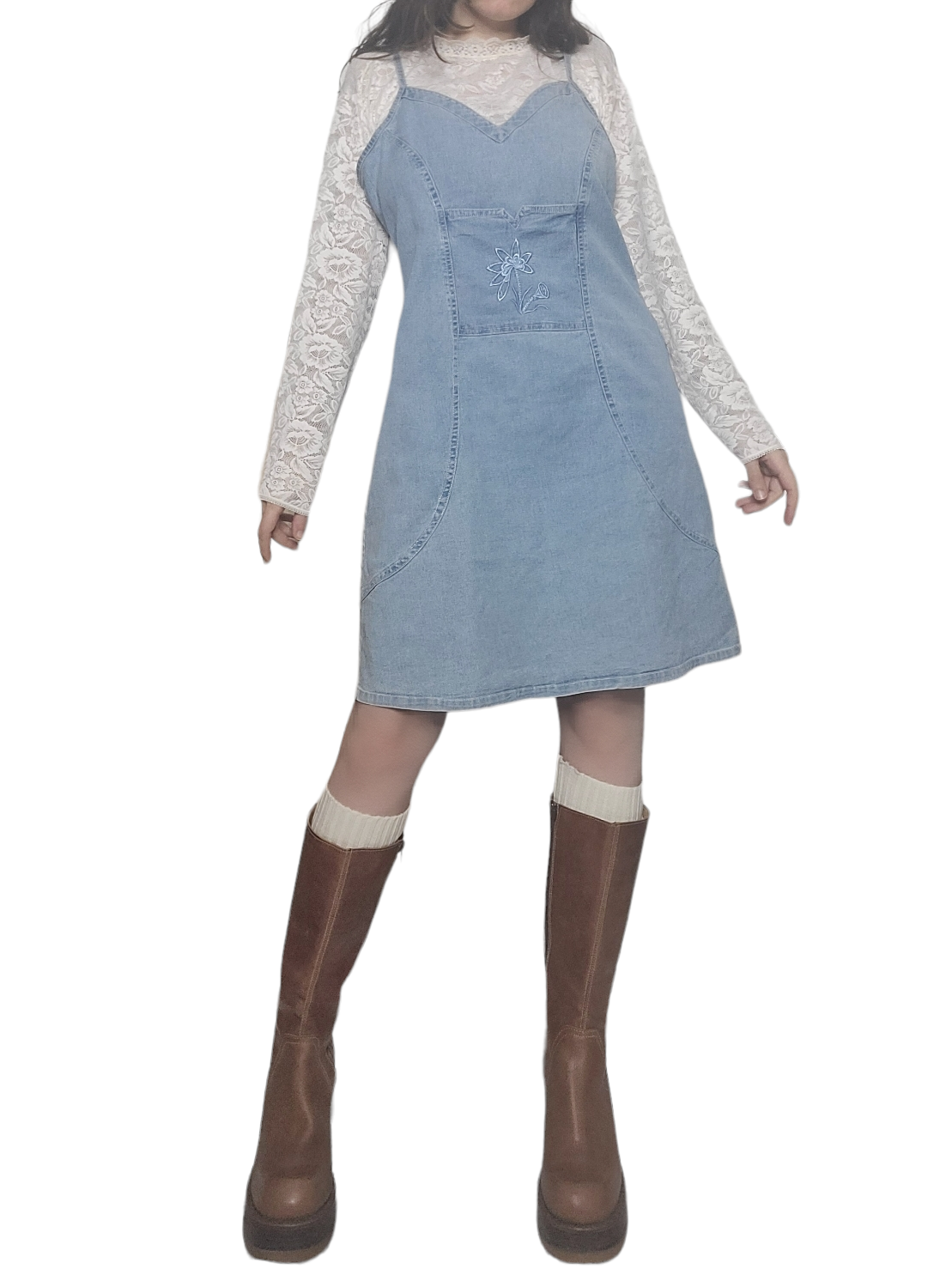 Y2k vintage jean dress cottagecore coquette cute kawaii