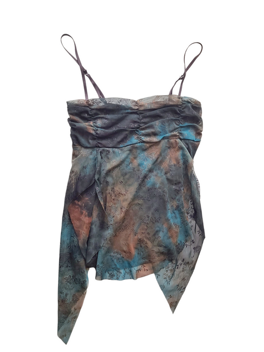 Mesh y2k fairy grunge tie and dye top strass 