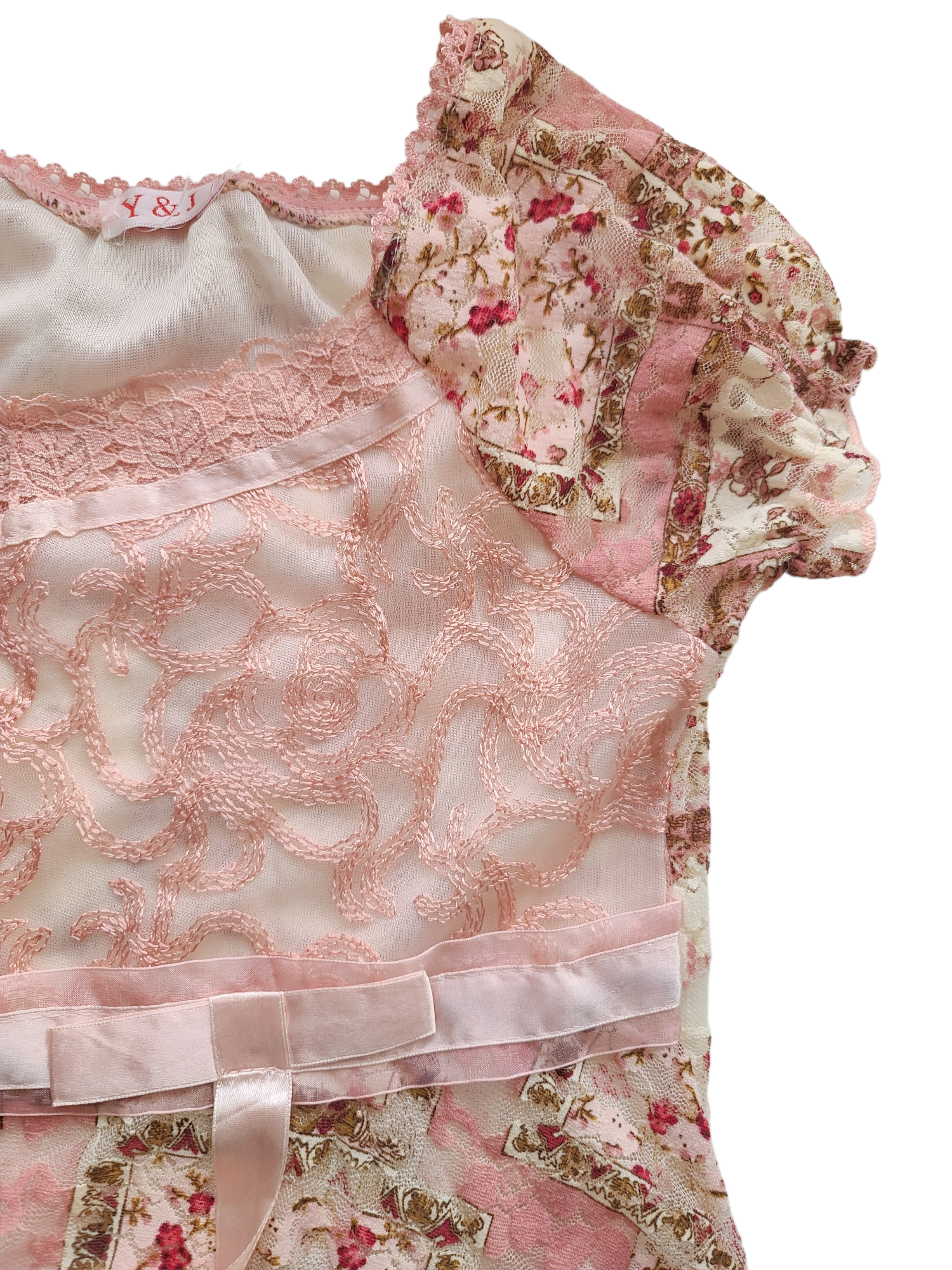 Y2k vintage coquette flowers pink top - zimfriperie