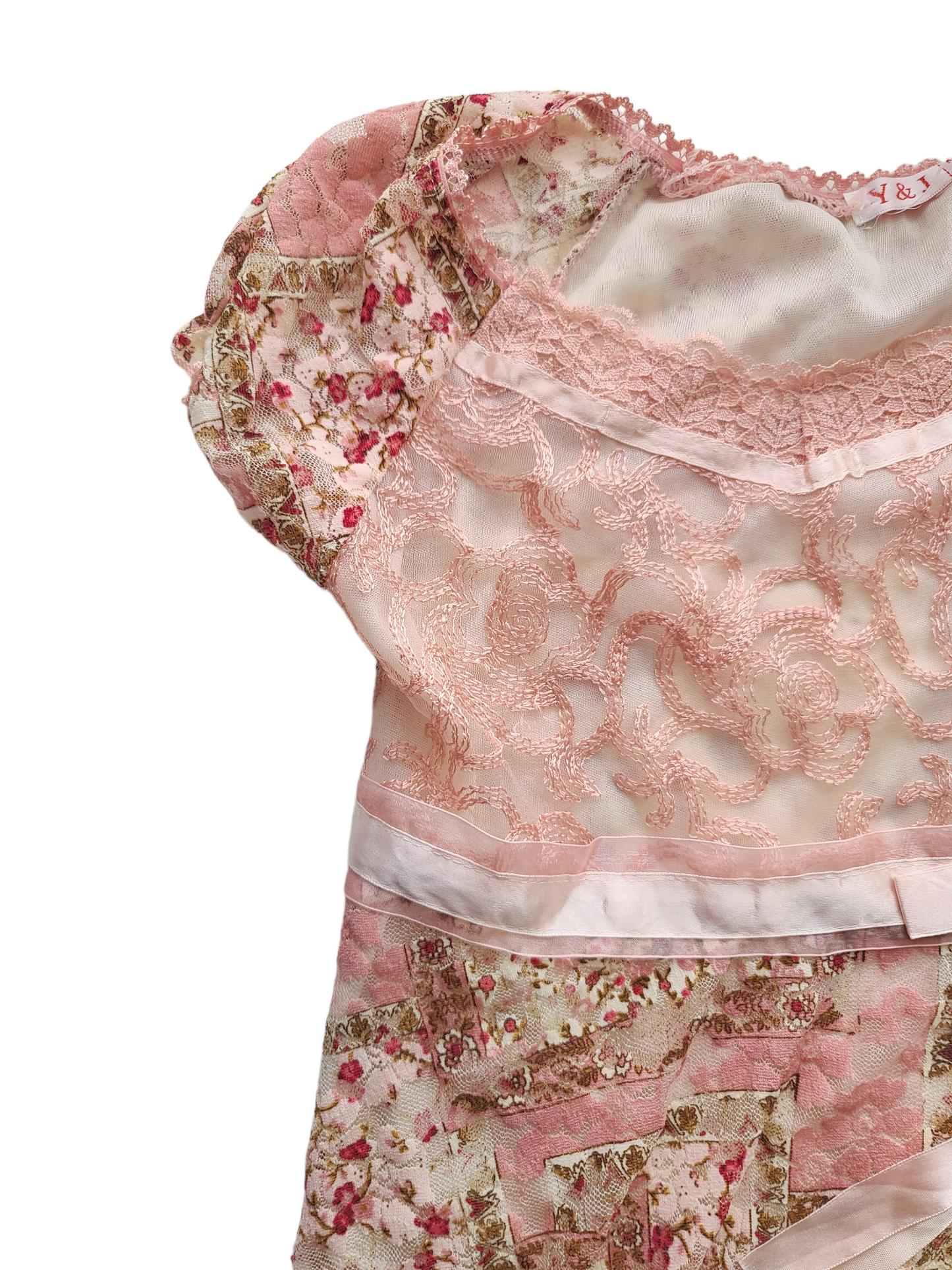 Y2k vintage coquette flowers pink top - zimfriperie