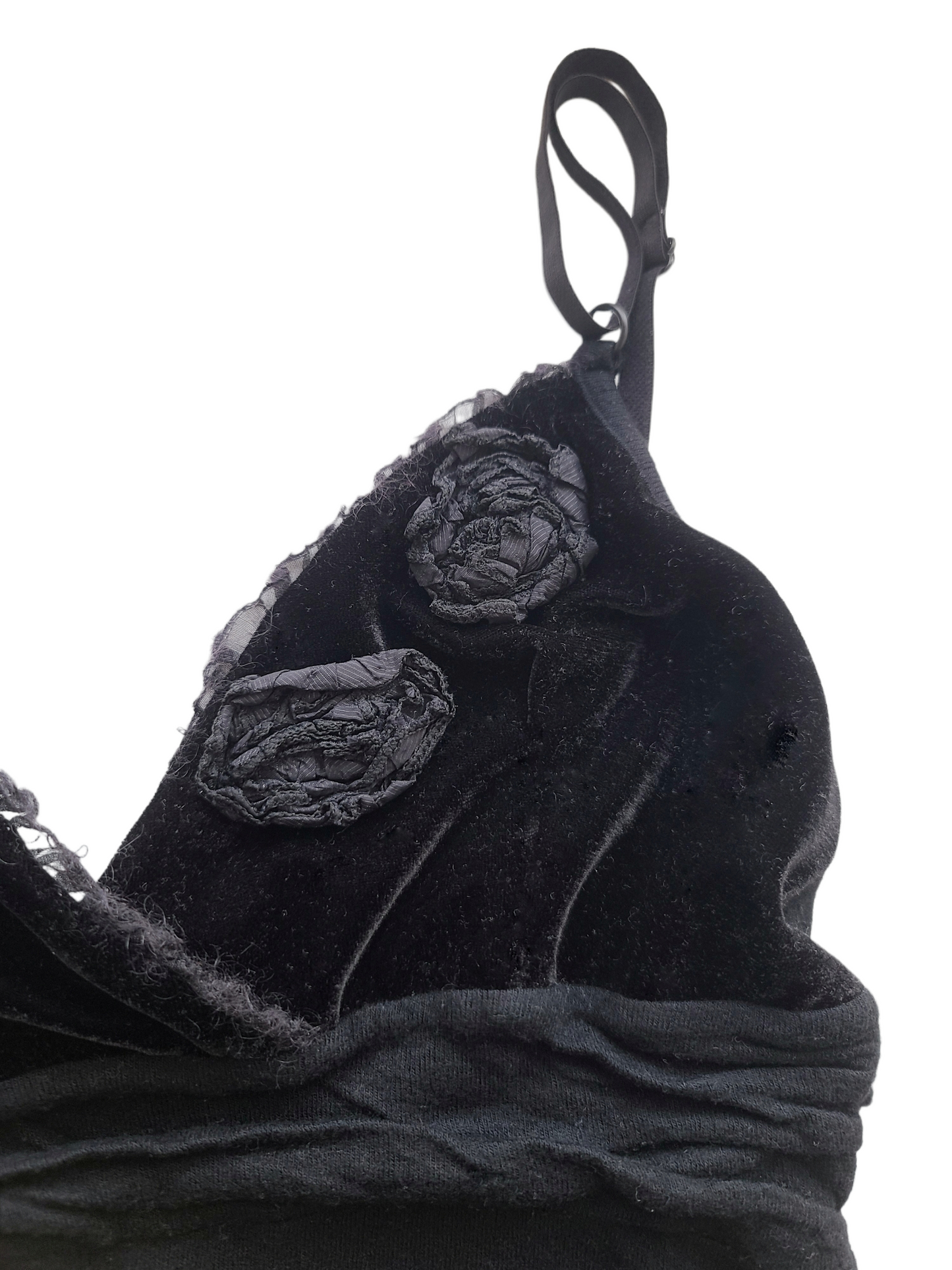 Y2k vintage romantic flowers black cami top