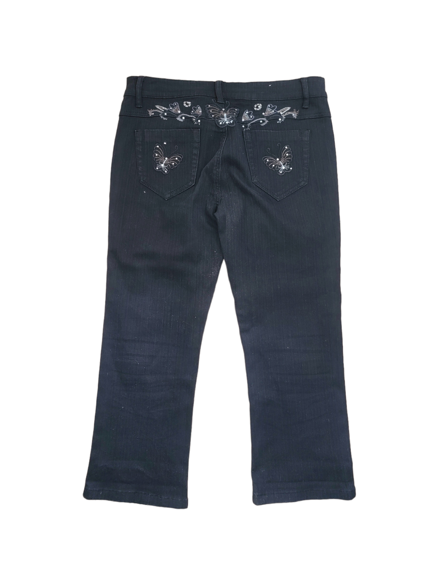 Y2k vintage strass butterflies kawaii girly cute bimbocore pants jeans stretch cropped trousers flared bratz