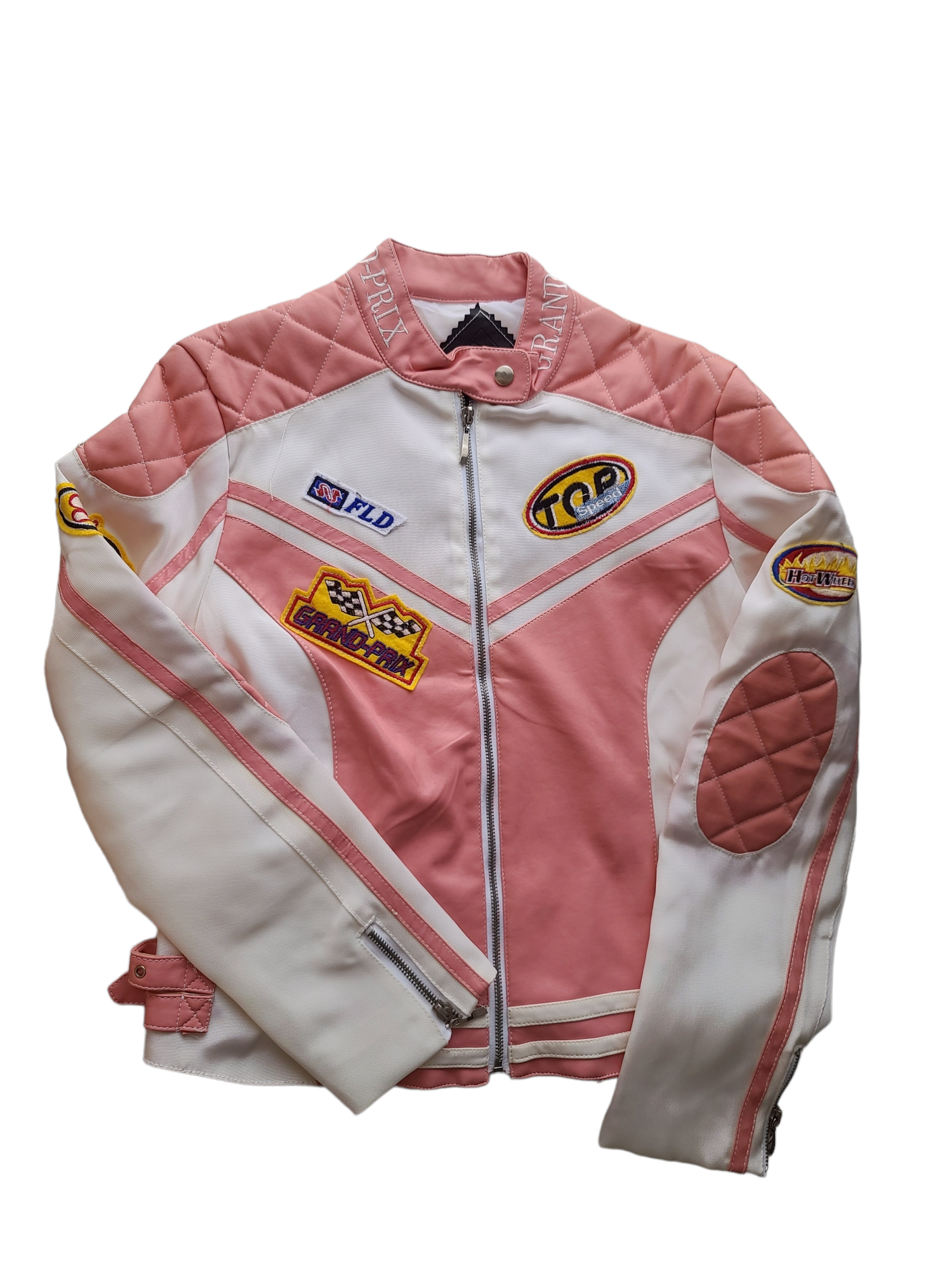 Y2k vintage pink oversize biker jacket grunge girly 
