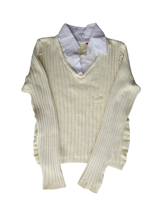 Corduroy cottage coquette downtown y2k sweater autumn vintage yellow shirt