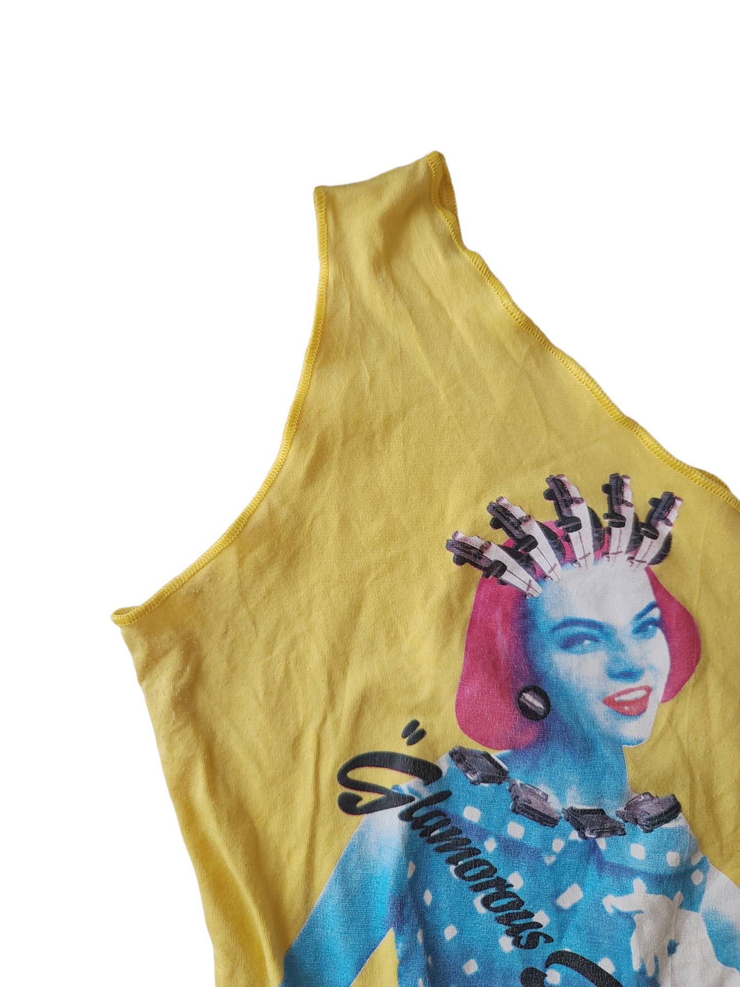 Asymmetric funky y2k printed top