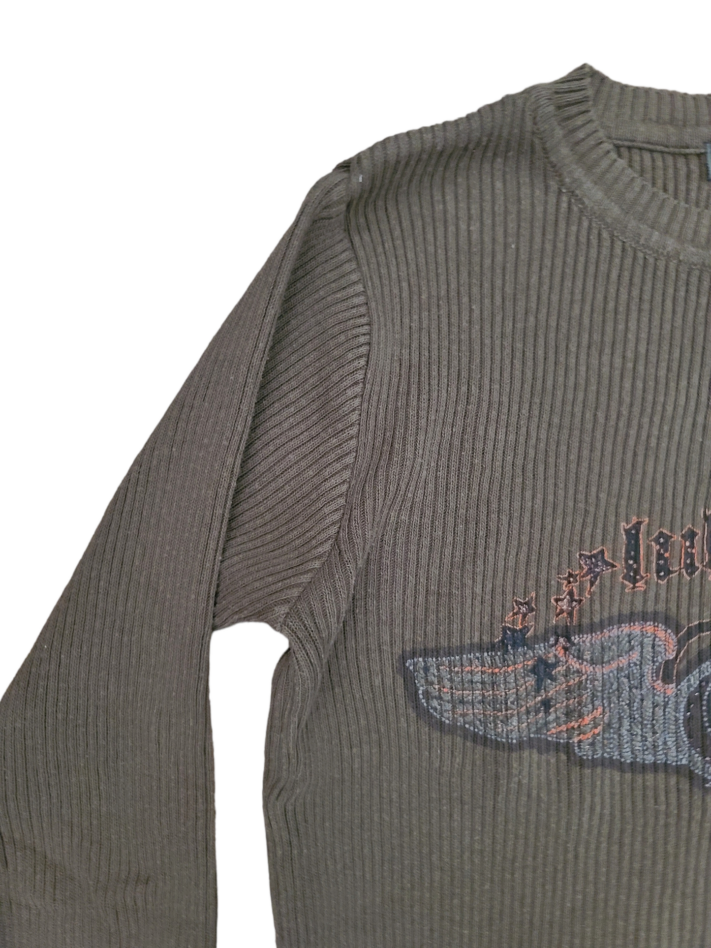 Khaki cybergrunge y2k ribbed sweater