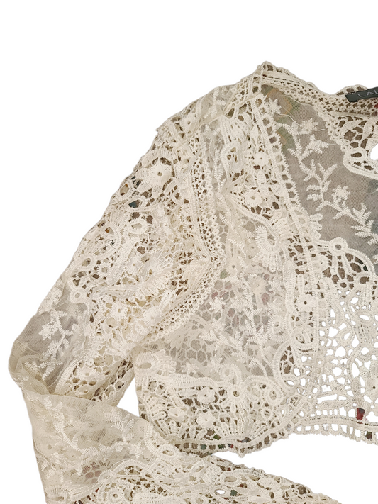 Fairy bohemian y2k lace white top