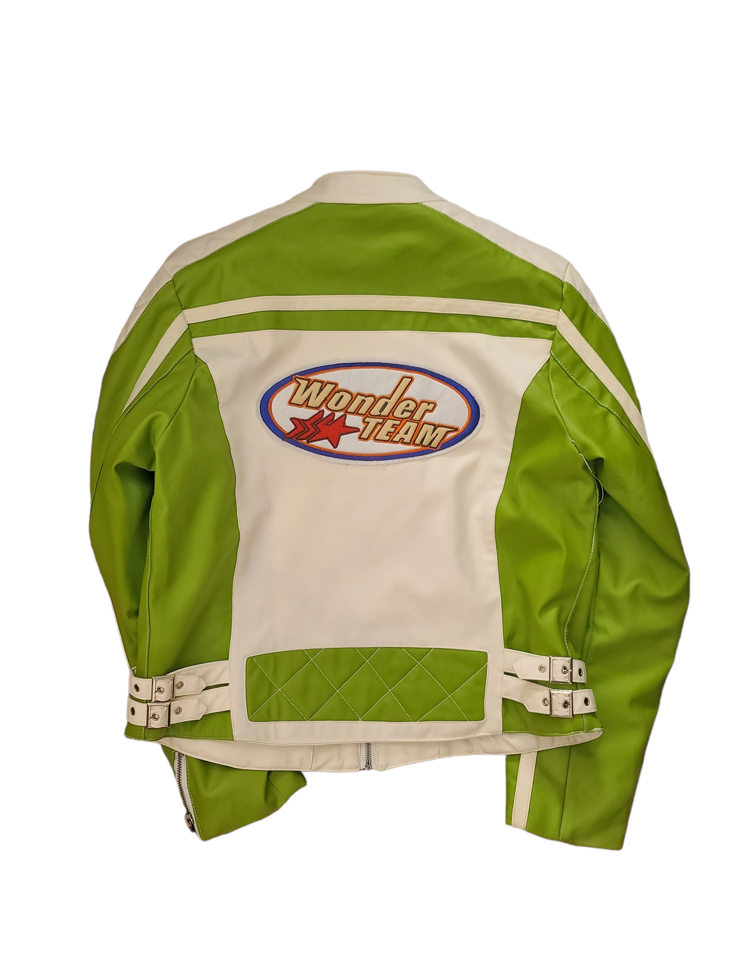 Green y2k biker jacket