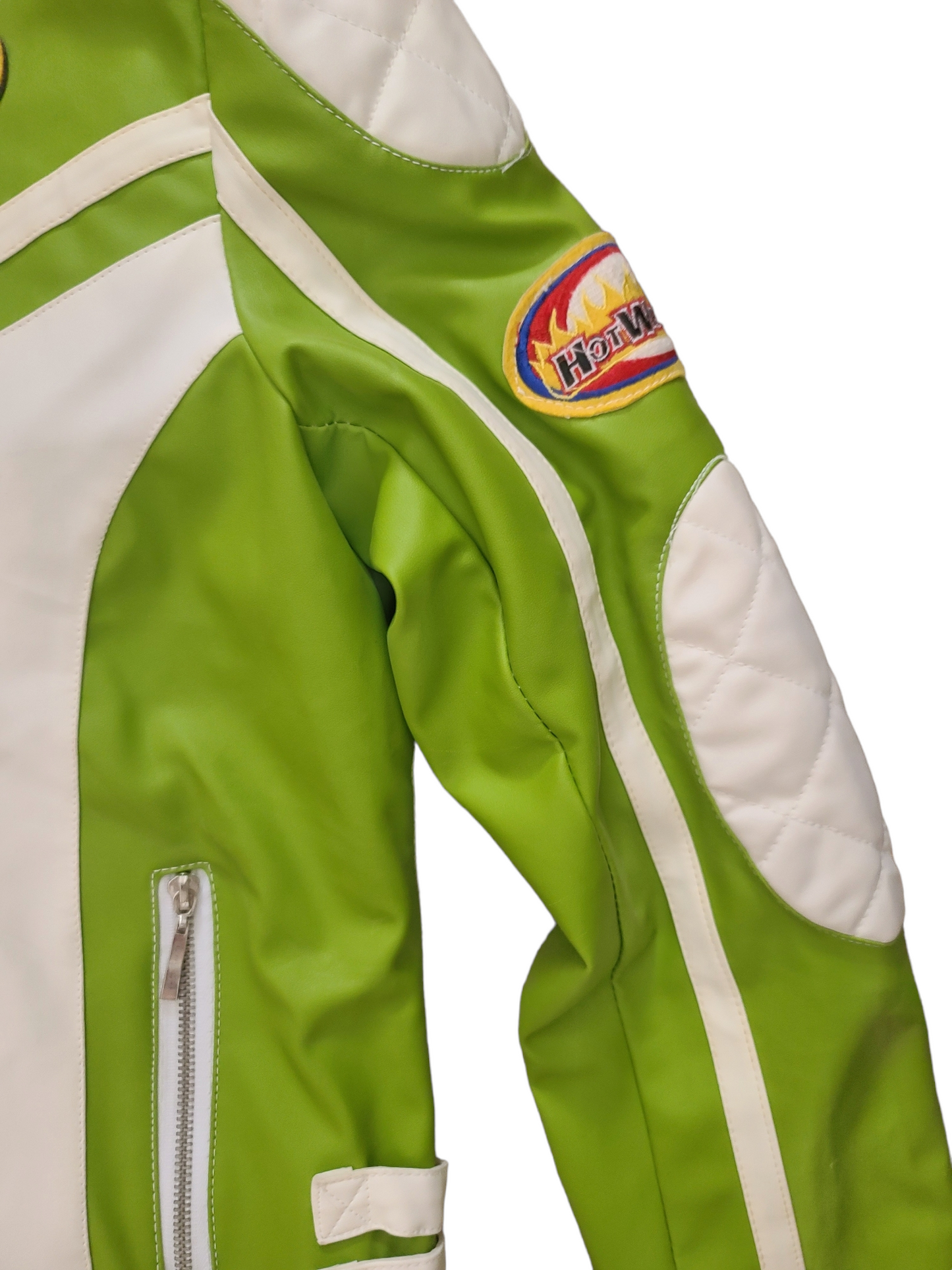 Green y2k biker jacket