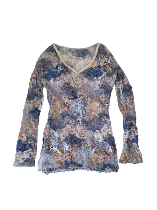 Fairy y2k flowers mesh top