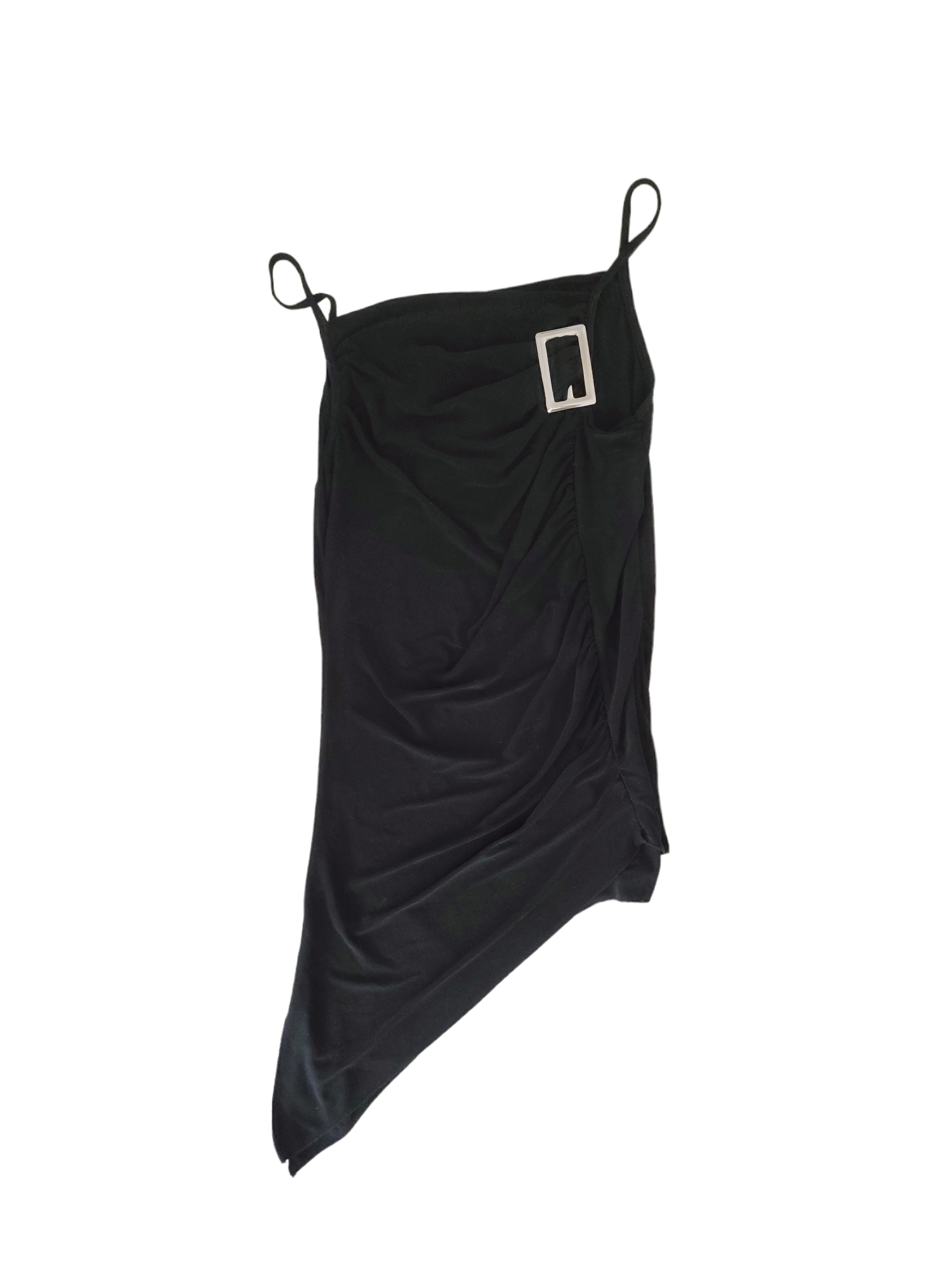 Y2k stretch black top 2000 asymetric mcbling glam strap