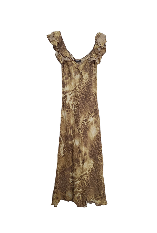 Leopard y2k maxi dress printed 2000 morgan de toi archive bohem fairy