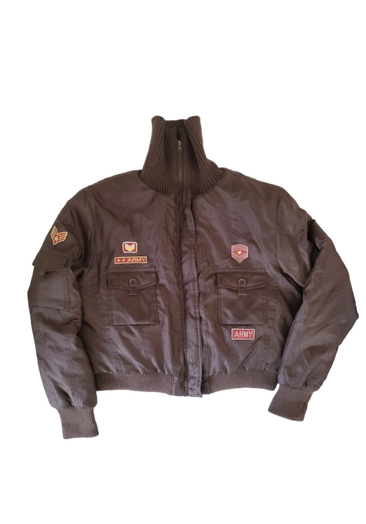 Vintage grunge oversize jacket army racing brown