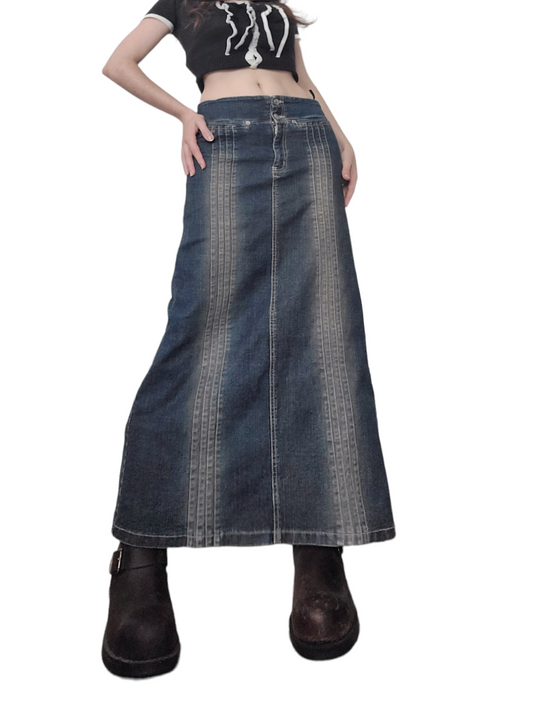 Denim 90s maxi skirt grunge