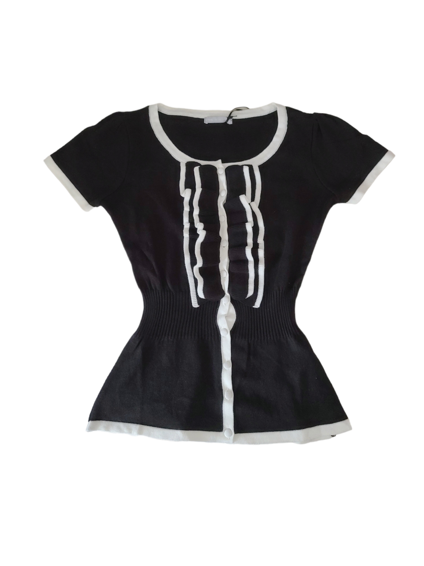 Preppy coquette downtown black and white top noir et blanc vintage y2k old money officecore