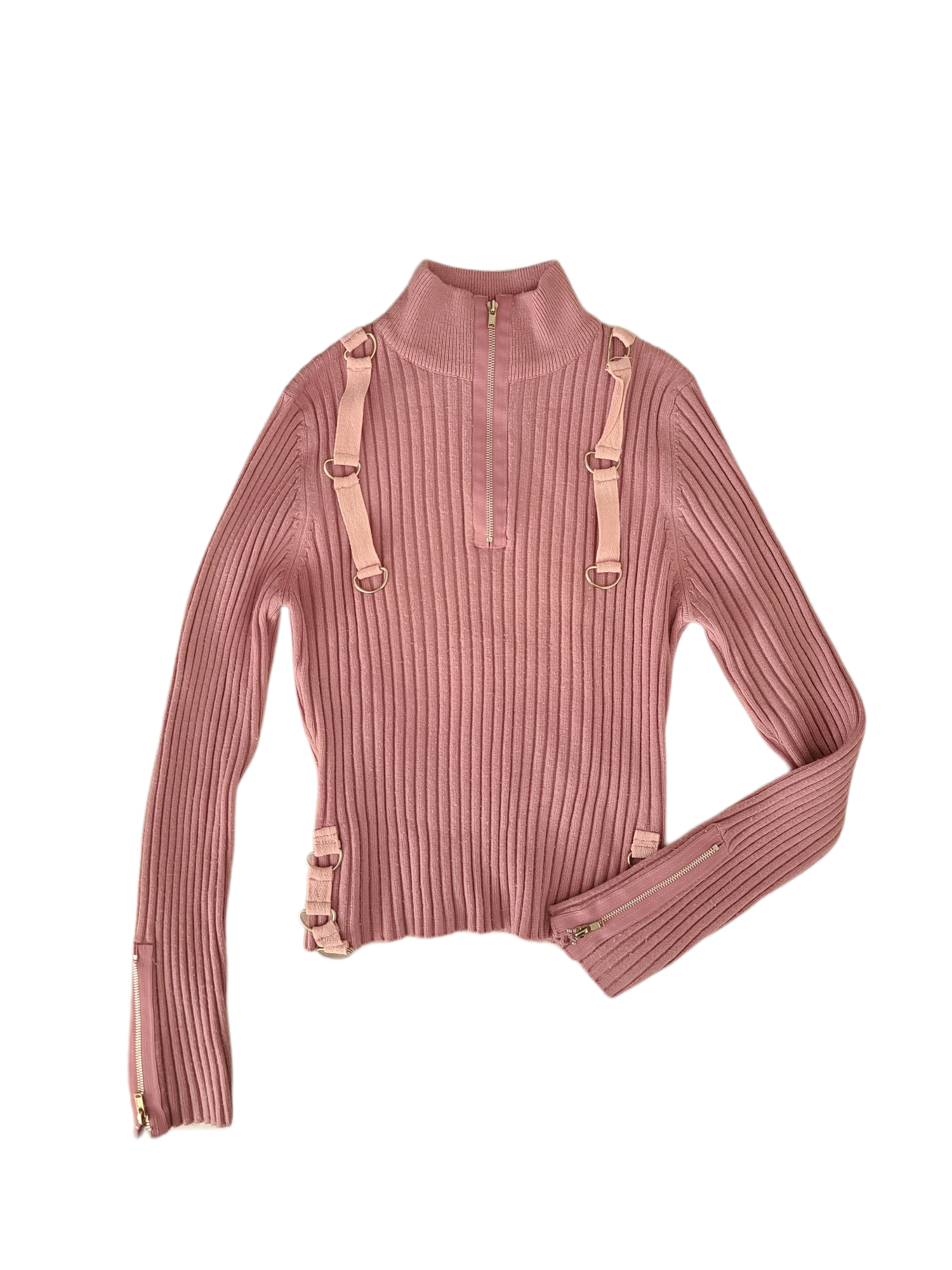 Ribbed pink vintage 2000 cybery2k sweater pull rose côtelé 
